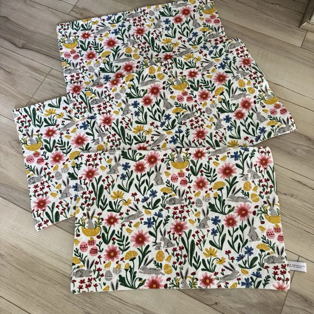 Rachel Ashwell Placemats (4) Set Shabby Reversible Checkered